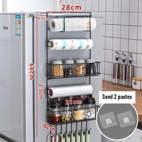 

Kitchen Accessories Organizer Wall-mounted Household Refrigerator Rack Side Storage Rack Multifunctional Spice Rack