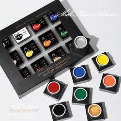 12 - Piece Gel Nail Polish Set with Colorful Glitter for Nail Art and Manicures (12pcs ECH set)