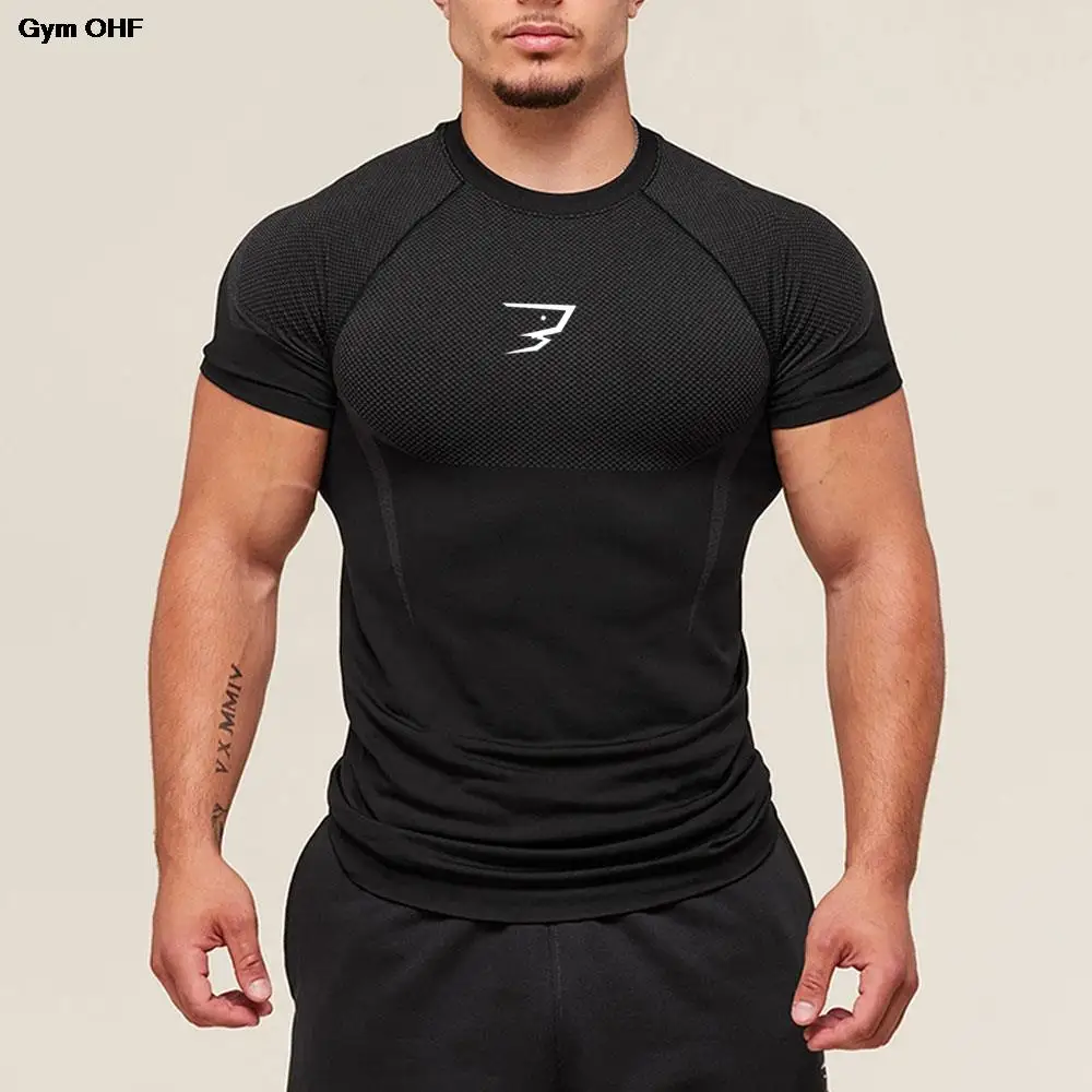 Nuove magliette da bodybuilding da uomo, aderenti, traspiranti, ad asciugatura rapida, per lo sport, estive - immagine 2