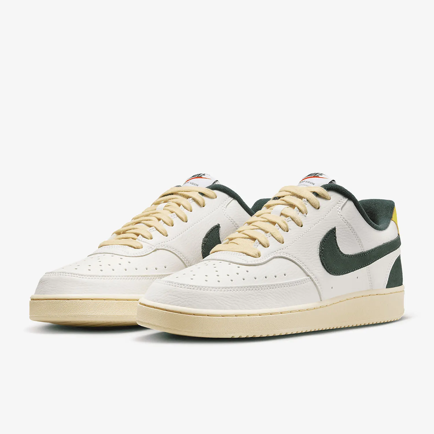 Nike COURT VISION Men's and Women's Sail White Green Retro Shock Absorbed Low Top Board Shoes FD0320-133