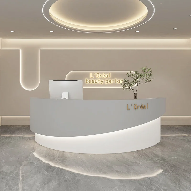 Customizable Reception Desks Beauty Salon Seating Checkout Reception Counter Shop Business Mostrador Tienda Salon Furniture