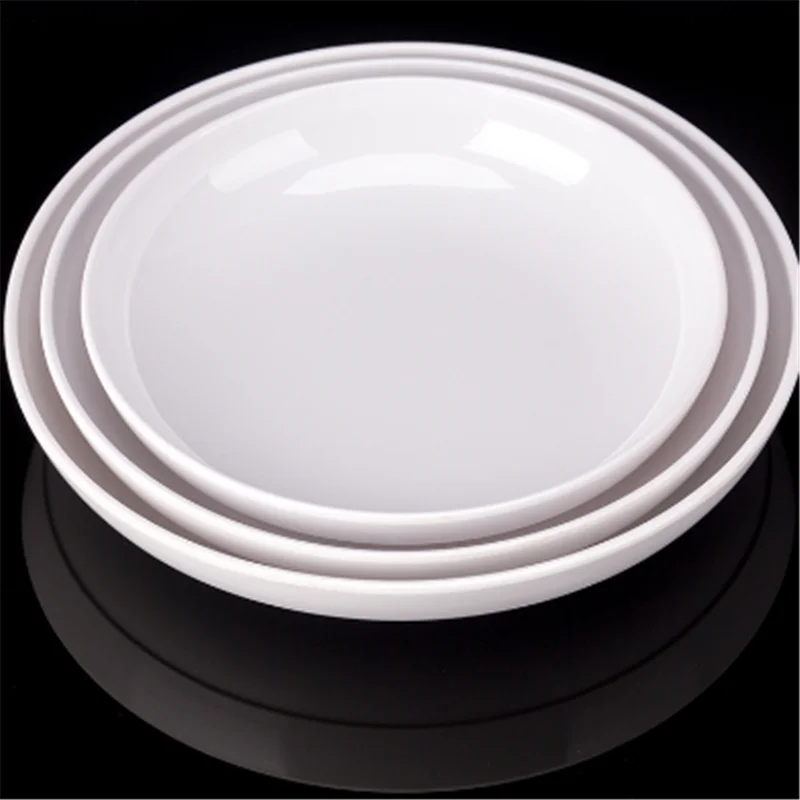 Deep Round Melamine Dinner Plates Hotel Serving Tray Table Dishes Imitation Porcelain Kitchen Dining Sets