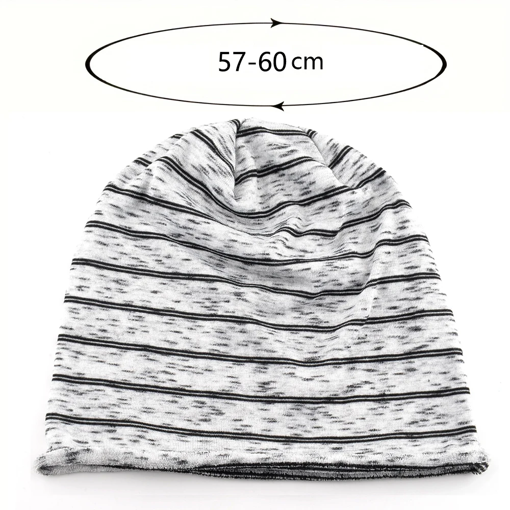 Unisex Striped Slouch Beanie Hat - Soft Knit, High Elasticity, Perfect