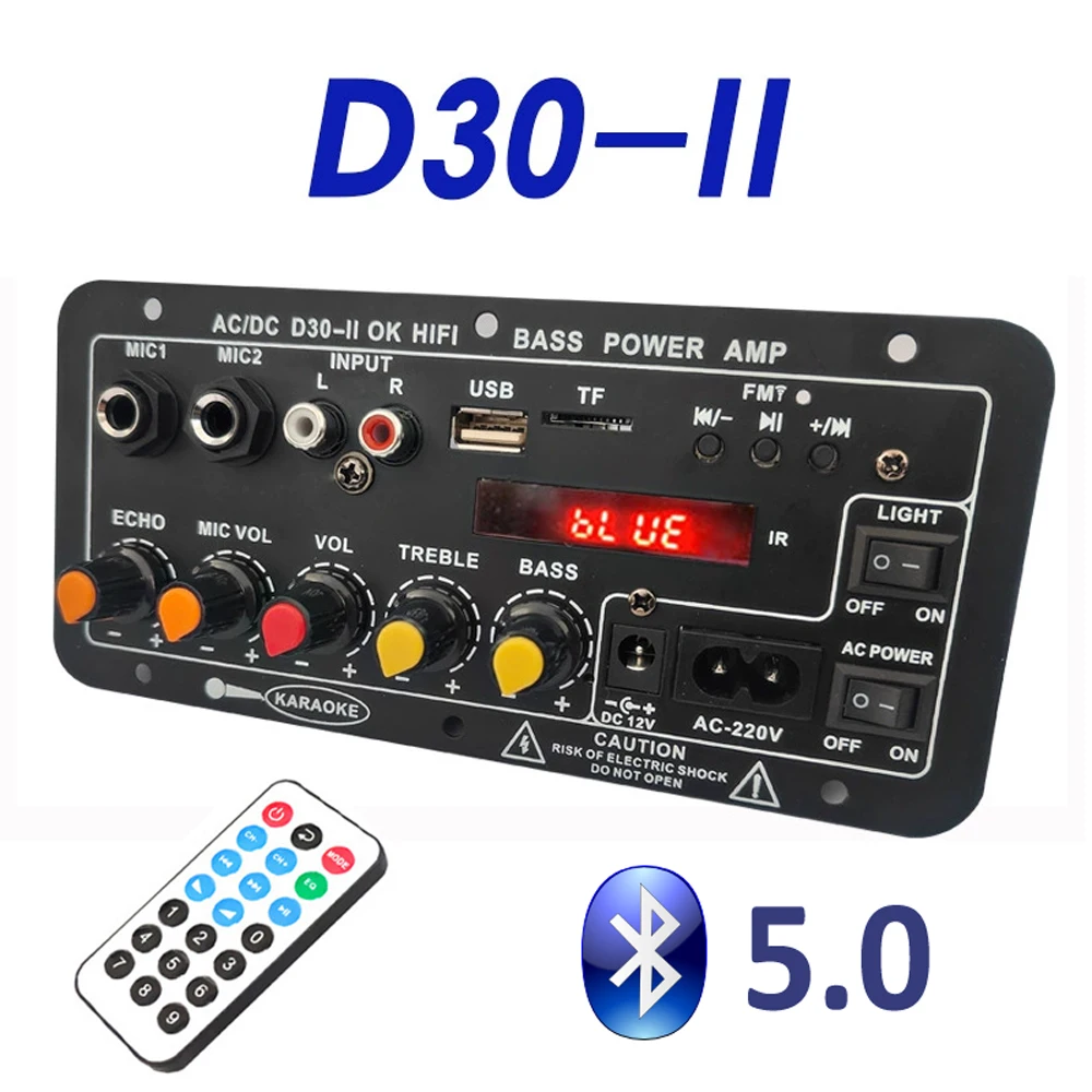 D30-II Bluetooth Amplifier Board Subwoofer with Display Dual Microphone Input US