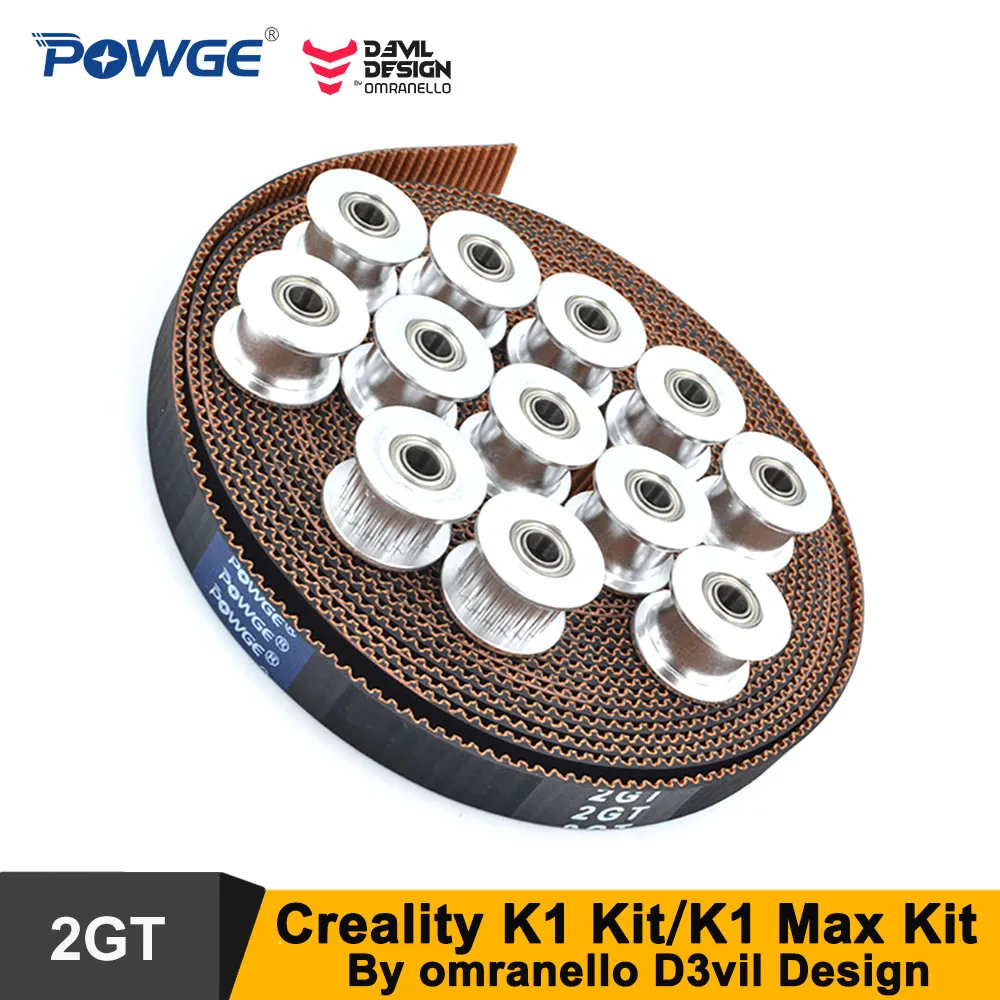Powge-creality k1 Max Cinto Síncrono Aberto Polia Idler Diâmetro mm por Omranello D3vil Design 2mgt 2gt7.7 rf 20 Dentes