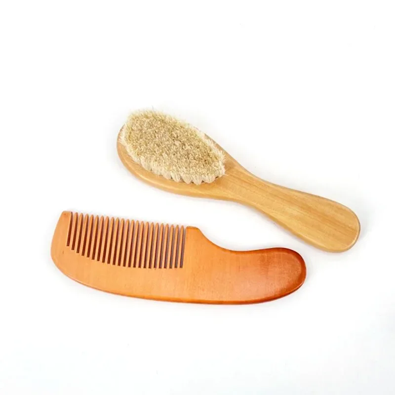 Nuova cura del bambino Spazzola in legno per bambini in pura lana naturale Spazzola per pettine Spazzola per capelli per bambini Spazzola per capelli per neonato Pettine per neonati Massaggiatore per la testa - immagine 5
