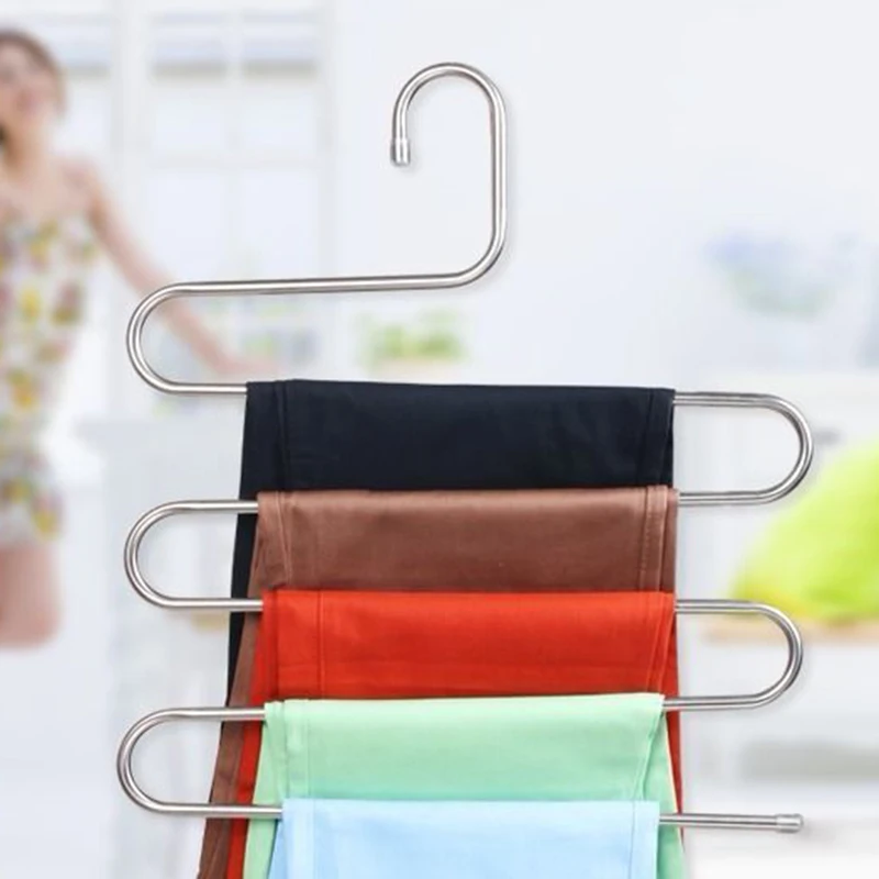 Stainless Steel Pants Rack Five-Layer Multi-Functional Hanger Multi-Layer Pants Storage Rack 1PC Home