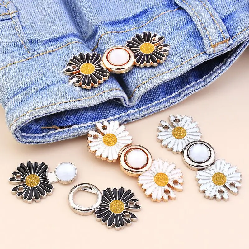 16 Pinces De Serrage Pour Pantalon - Ajusteur Taille Sans Couture - Clip Réglable Pour Jeans, Jupes, Chemisiers - Finition Perle Argentée