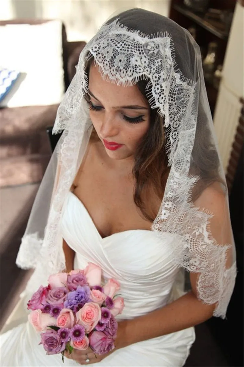 

One-Layer 100cm Long Lace Wedding Veil Simple Veil