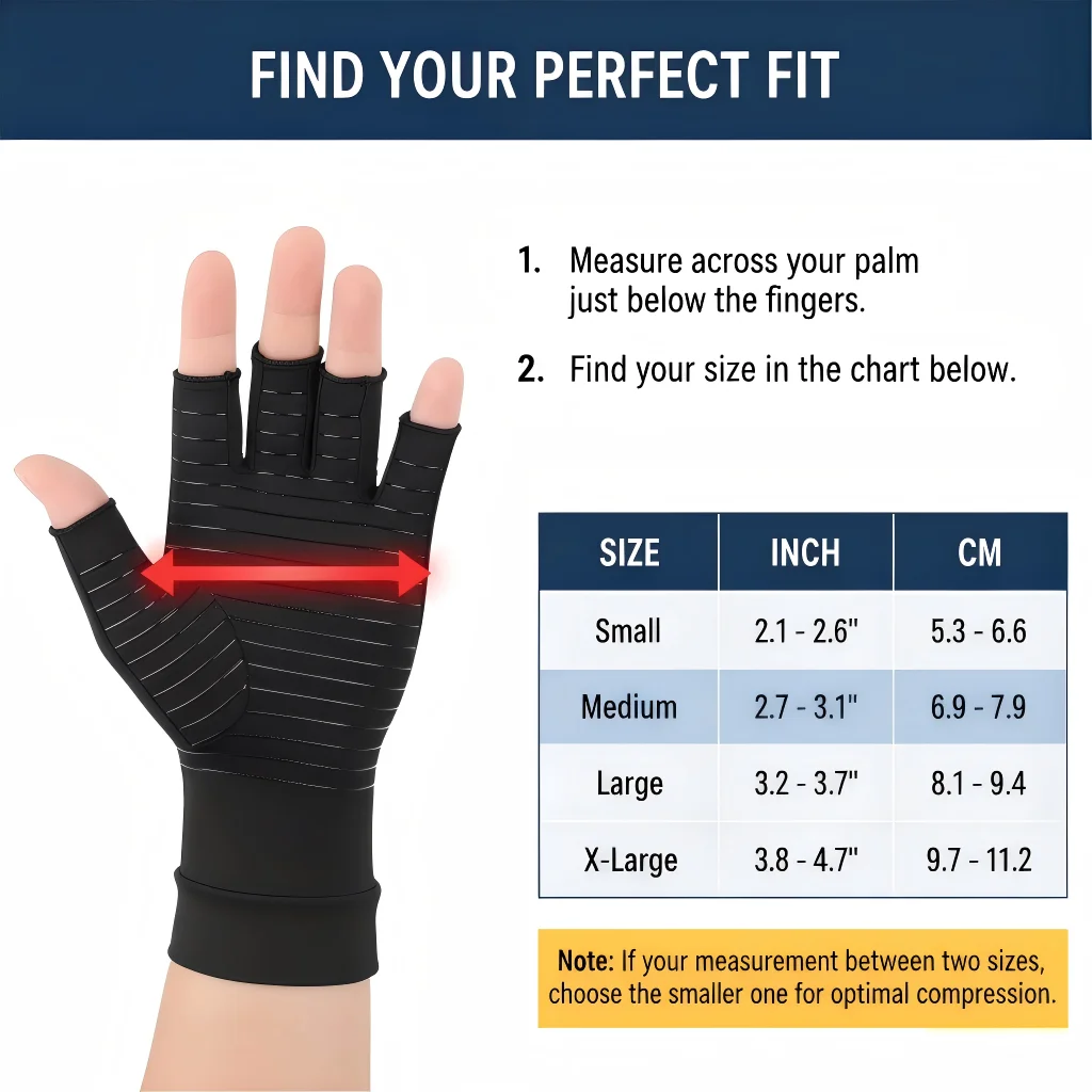 Fingerless Arthritis Relief Gloves - Compression Hand Support & Wrist Brace
