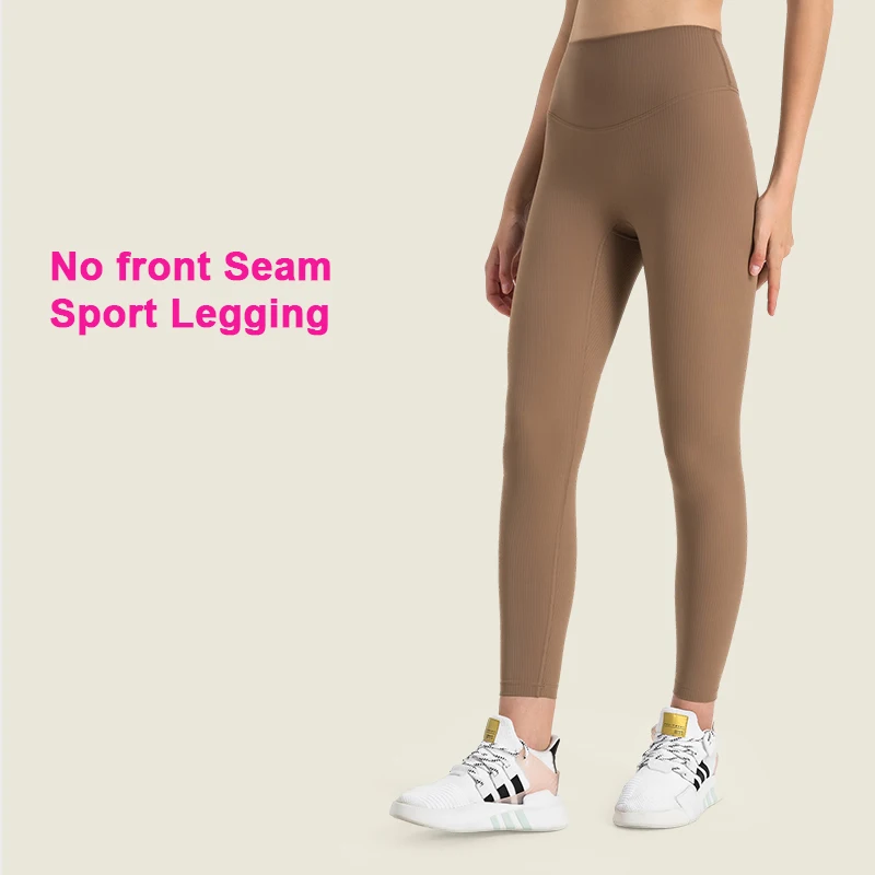 

High Waist Ribbed Yoga Pants Women with Pocket Tummy Control Running Fitness Sports Gym Leggings 7/8 Push Up Training Tights