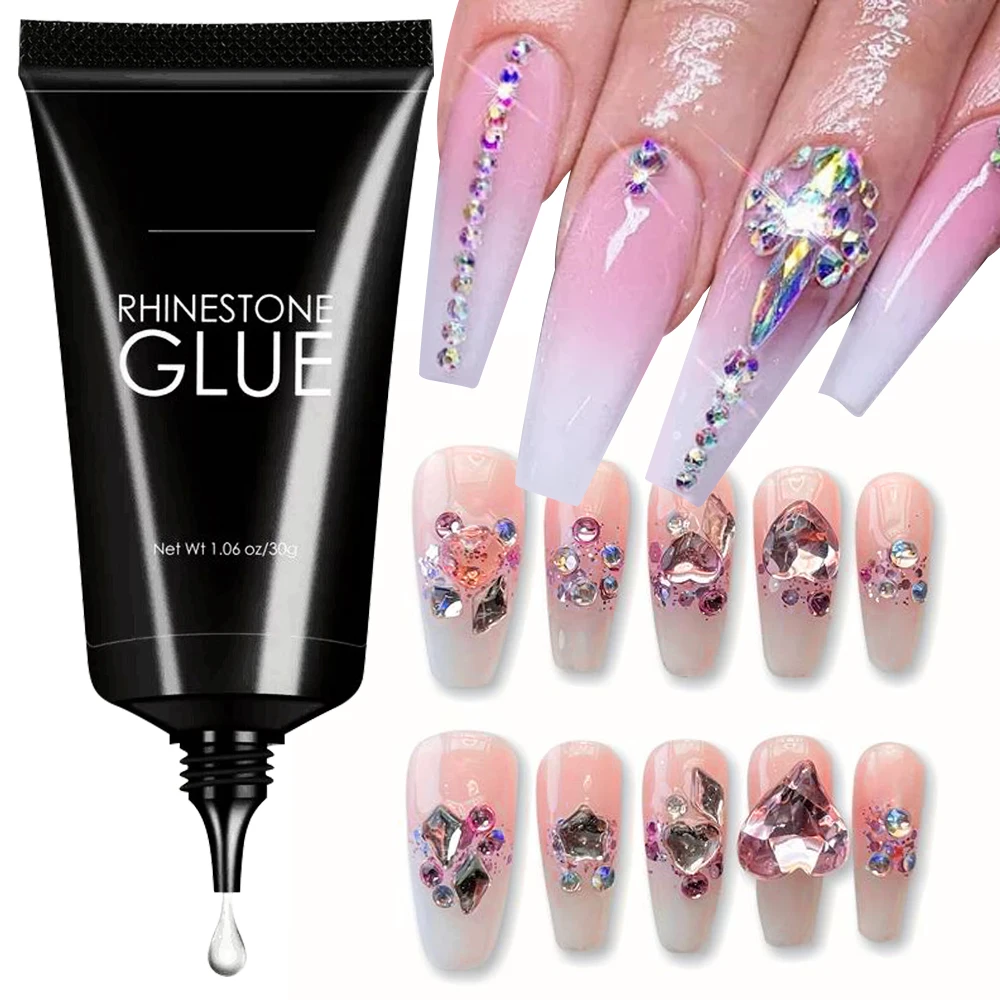 1pc Nail Rhinestone Glue Gel for Nails 30g Super Strong Adhesive Gel for Nail Gem Jewelry Glitter Crystals Beads Diamonds Charms 2