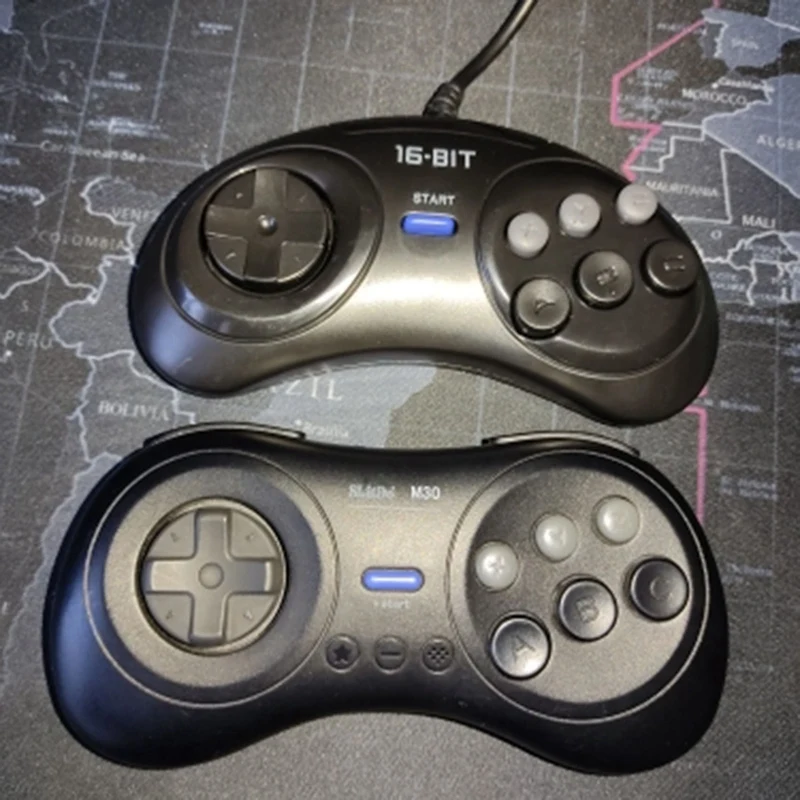 Top Deals 2 Pcs Game Controller For SEGA Genesis For 16 Bit Handle Controller 6 Button Gamepad For SEGA MD Game Accessories