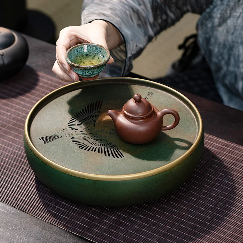 

Tea Tray Luxury Complete Copper Chinese Tea Tray Water Storage Gongfu Board Household Simple Small