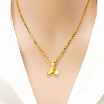 Genuine 18k Pure Gold Color Mermaid Pendant for Women Lover   Filled Thick Women's Gold Necklace Pendants Engagement Jewelry