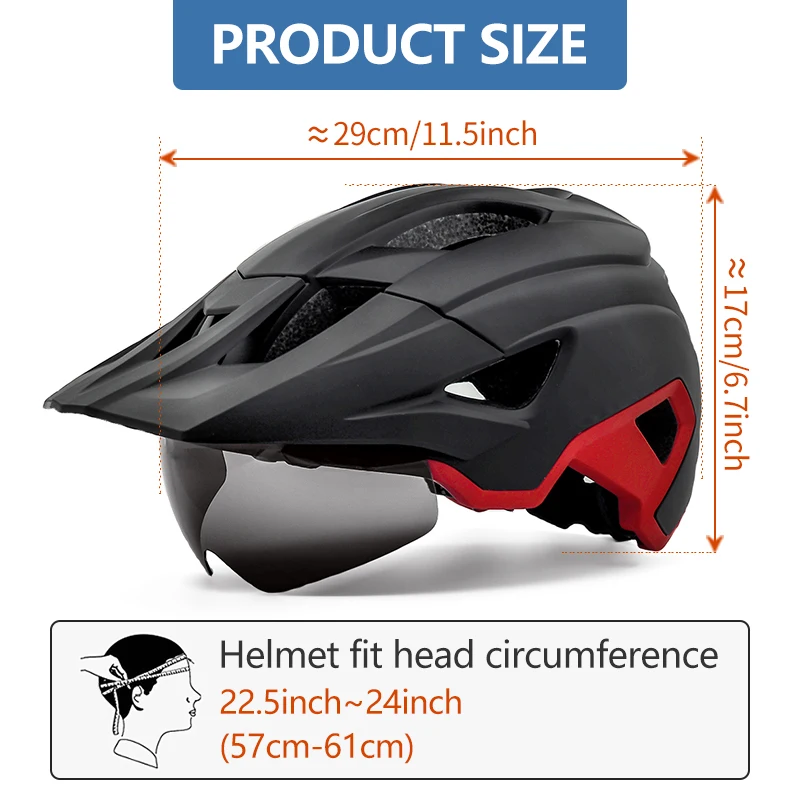Adult Bike Helmet with Goggle & Taillight 4