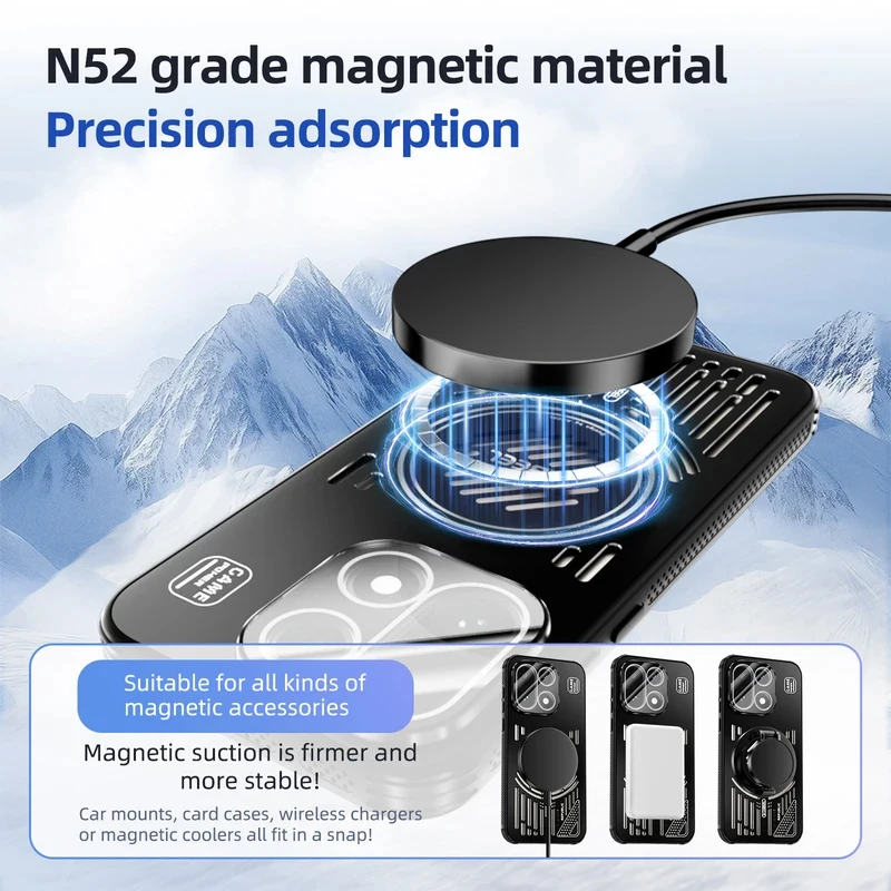 Enhanced Aluminum Magnetic Cooling Metal Case with Stand and Lens Protector