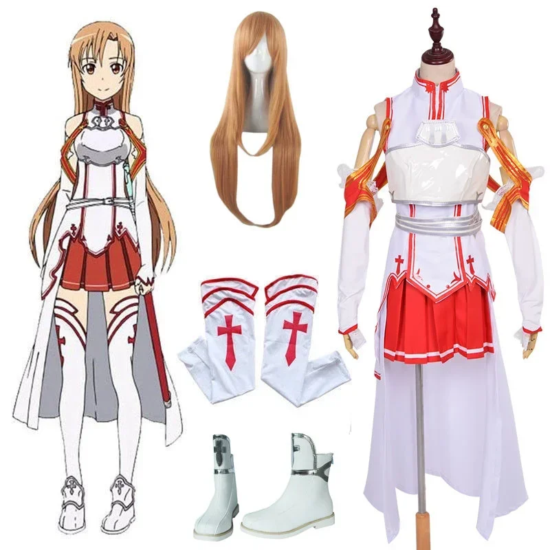 

Anime Sword Art Online Asuna Yuuki Cosplay Costumes Dress Halloween Costumes for Women Vestido Role Play Uniform Sexy Clothing