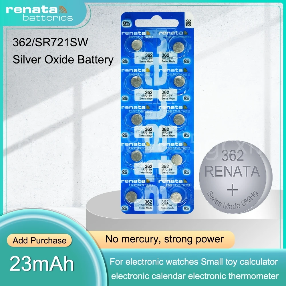 Renata 362 SR721SW AG11 LR721 162 1.55V Silver Oxide Battery for Watch