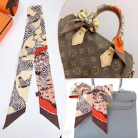 South Korea's Four Seasons Versatile Zebra Fine Horse Women's Twill Ribbon Scarf Travel Bag Handle Ribbon Hair Band Small Scarf 1
