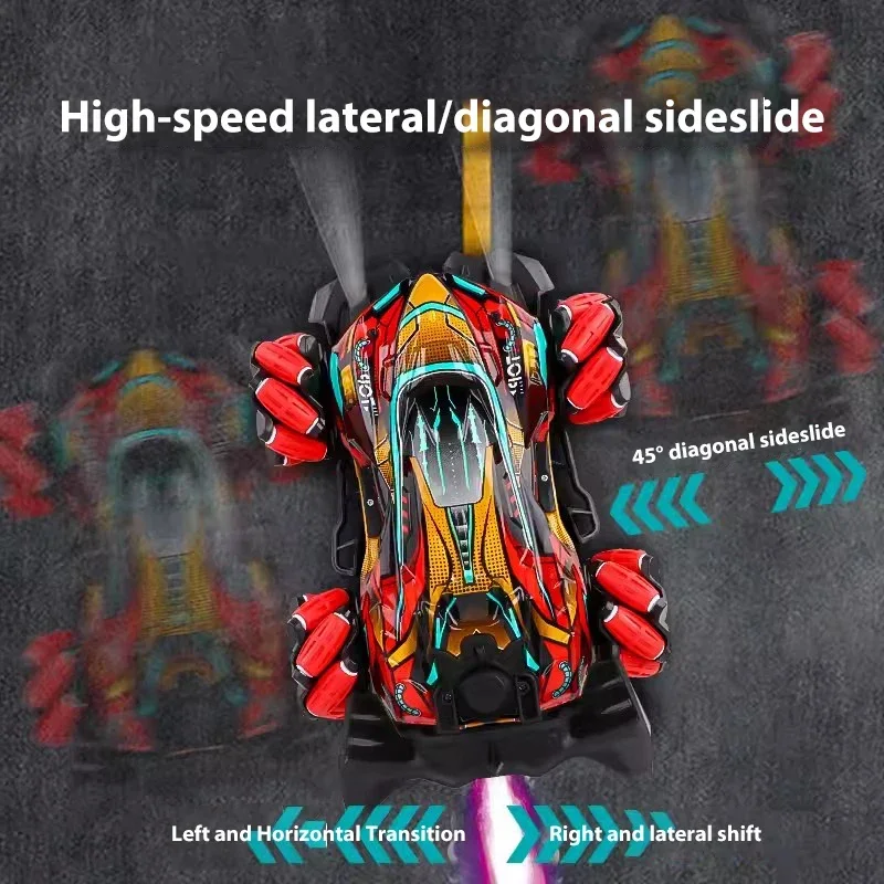 듀얼 리모컨 드리프트 RC카, LED 조명, 음악 2.4g 장갑, 제스처 라디오 컨트롤 스프레이 스턴트 카, 4wd 전기 어린이 장난감