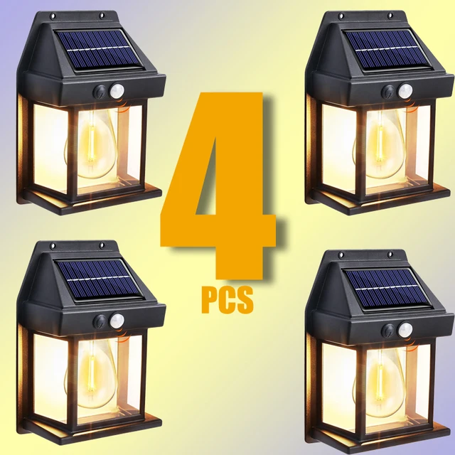 Applique murale extérieure étanche à énergie solaire avec capteur de mouvement Filament de tungstène décoration de jardin lampe à LED 3 Modes 1-4 pièces 1
