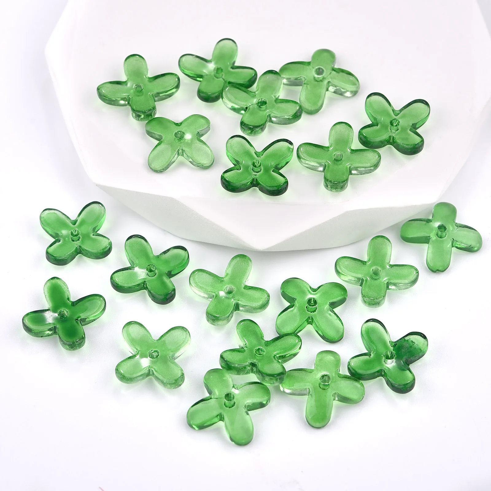 20pcs Pumpkin Clover Shape Clear Glass Beads Colorful For Jewelry Making DIY Bracelet Necklace Pendant Earing Loose Spacer Beads