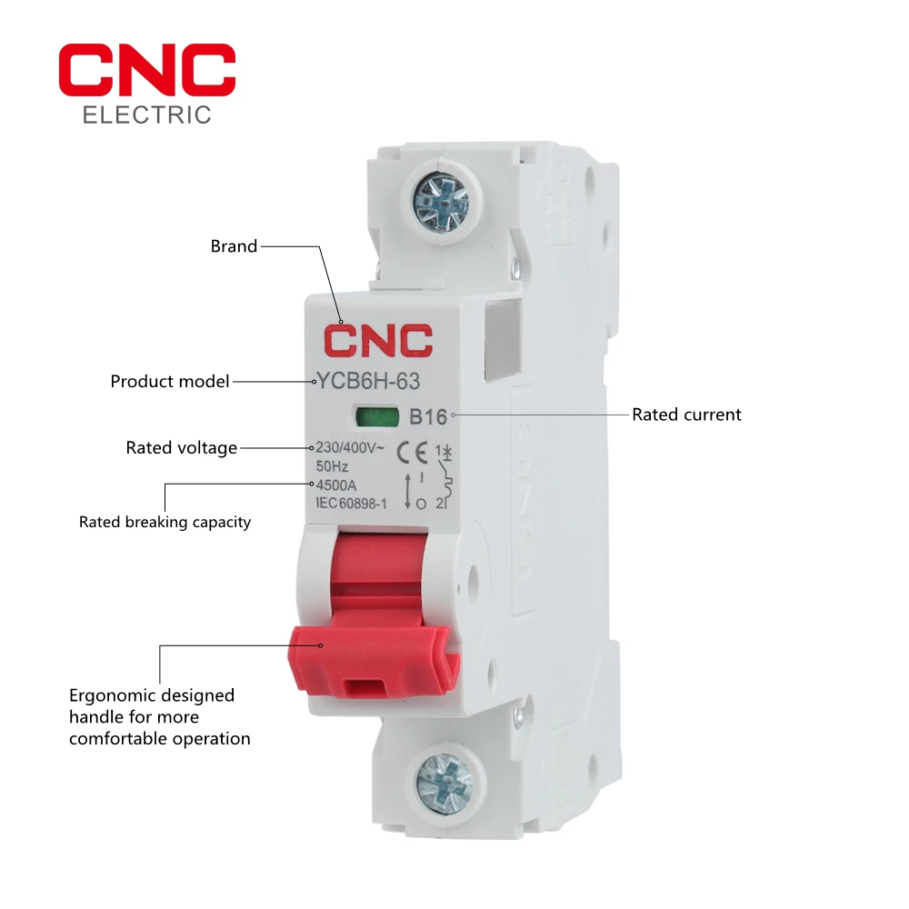 CNC 1P 2P B Curves MCB B16A/B32A Din Rail Mount Breaking Capacity 1-2 Poles Miniature Circuit Breaker