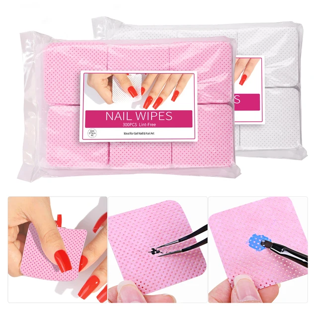300pcs Cotton Gel Nail Polish Remover Wipes Nail Cleaning Pads Non Woven Lint-Free Nail Pads For Beauty Salon Nail Art Tool 1