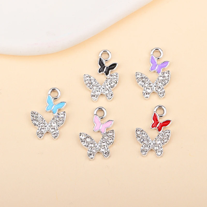 

12Pcs Fashion Crystal Enamel Butterfly Small Charms for Jewelry Making DIY Cute Earrings Pendants Necklace Ornaments Accessories