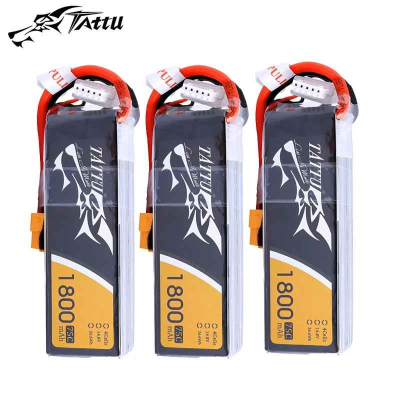 

TATTU 14.8V 1800mAh 75C LiPo Battery With XT60 Plug For RC Helicopter Quadcopter FPV Racing Drone Parts 4S Drones Battery