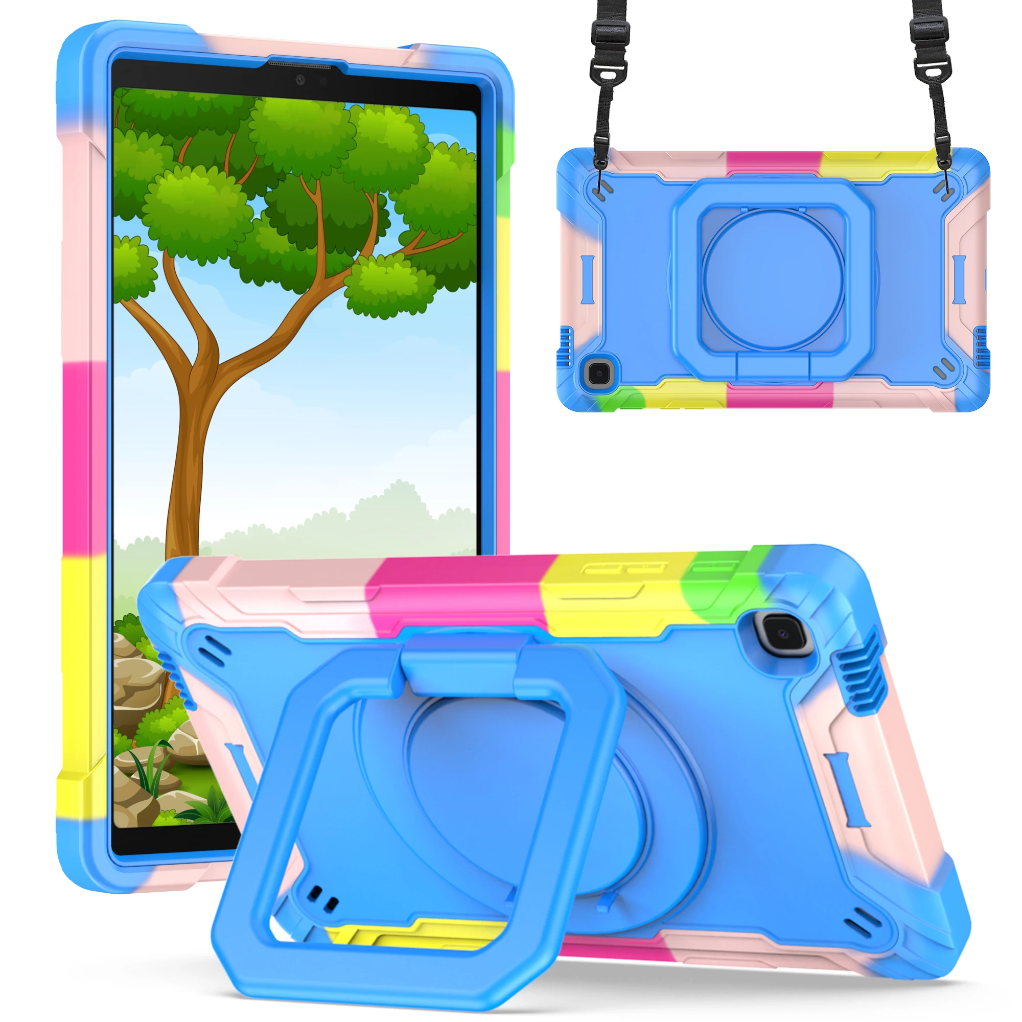Enhanced Shockproof Tablet Case with 360° Rotatable Stand & Strap