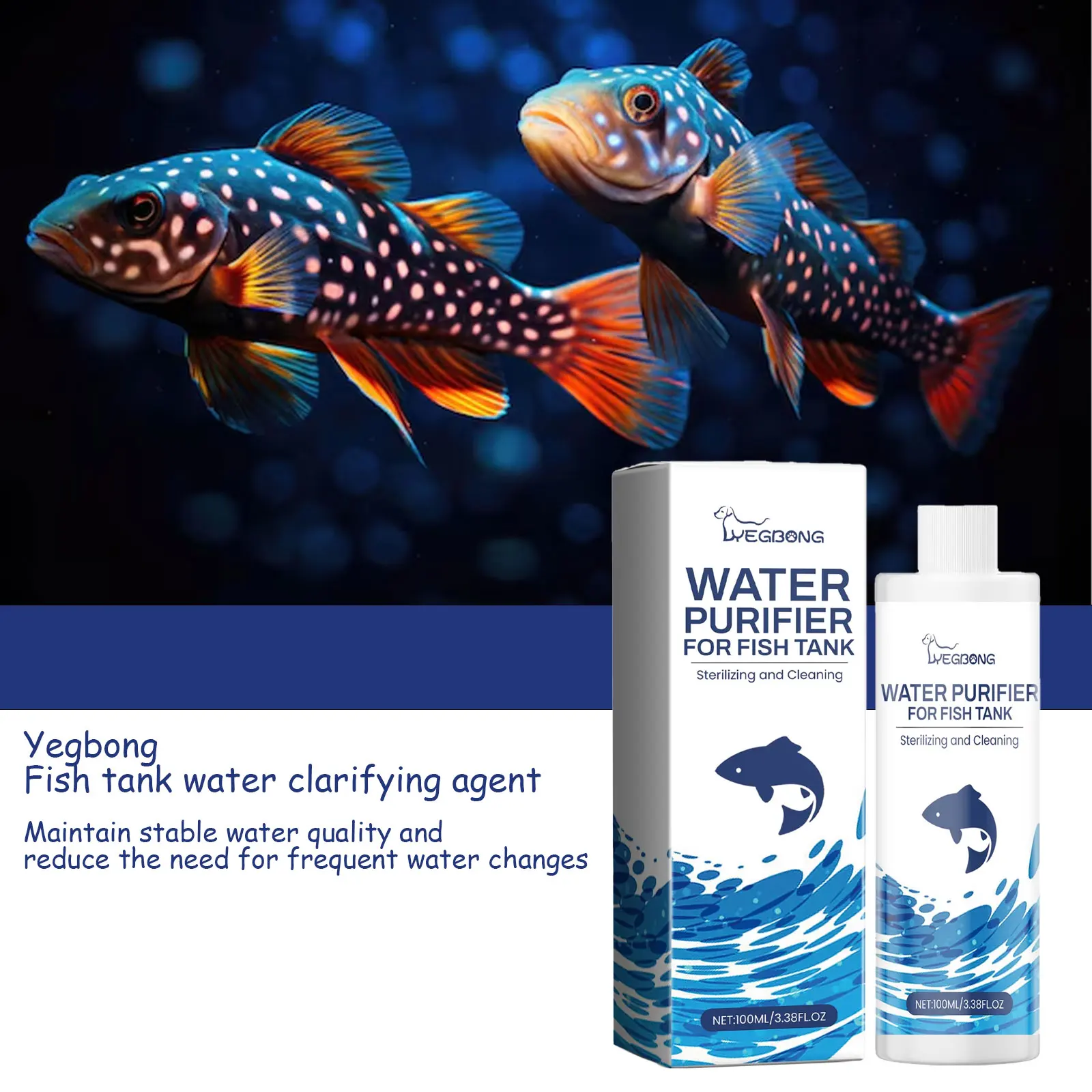 Yegbong 100ML Aquarium Water Clarifying Agent Fish Tank Cleaning ...