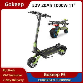 Monopattino Elettrico Gokeep F5 1000W 52V 20Ah 11" Fuoristrada Pieghevole per Pendolari con Doppia Sospensione Idraulica 70km 55km/h Verde