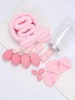 Japanese Style Bow Headband 16-Piece Set, 1 Headband, 2 Wrist Straps, 4 Makeup Sponges, 3 Mini Makeup Sponges, 3 Triangular Loos 2