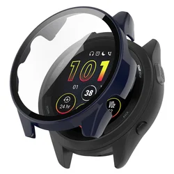 BEHUA Full Coverage Smartwatch Protector Case with Tempered Glass Screen Frame - Forerunner 265 (Midnight Blue)