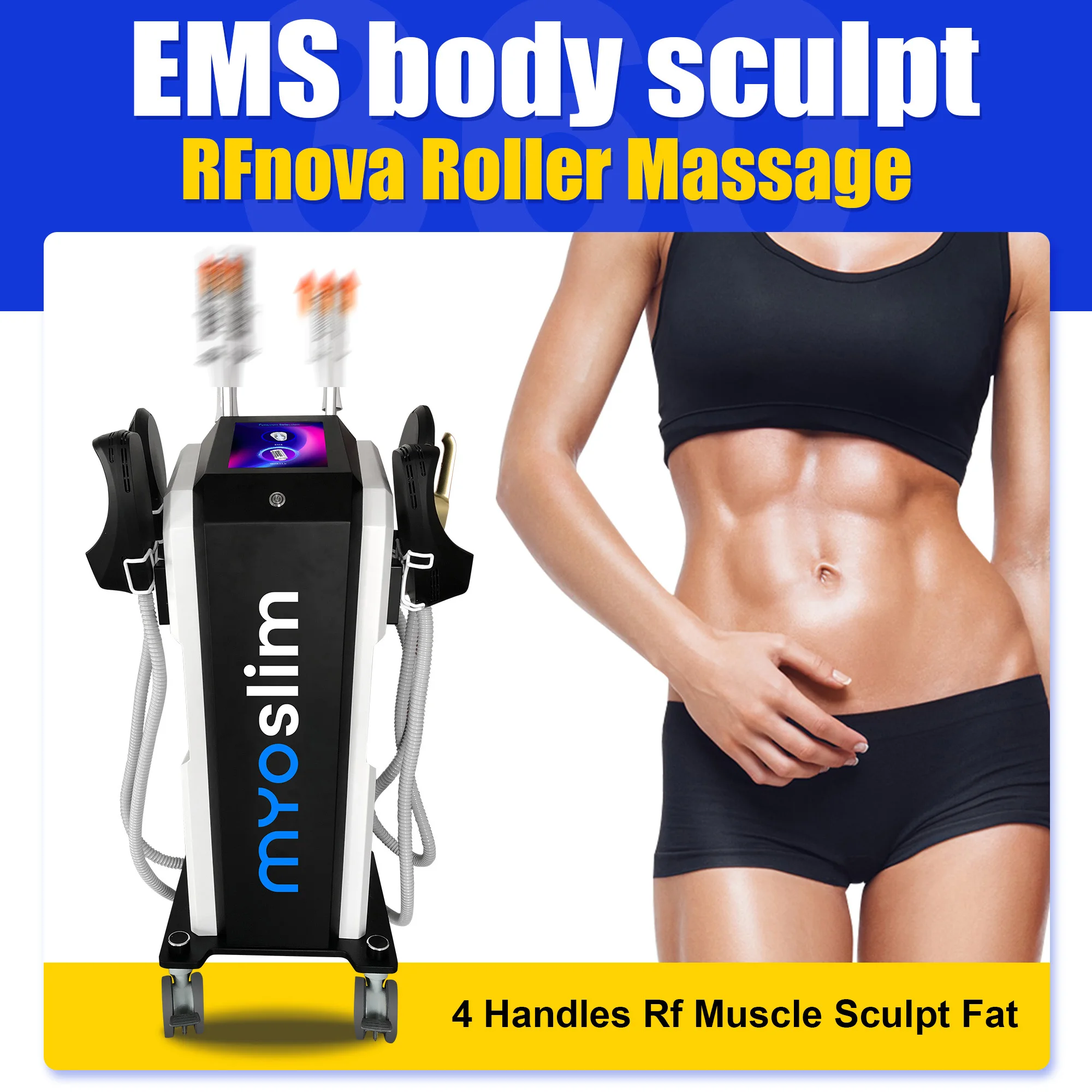 6500W EMS RF Sculpt Machine MYOslim Body Sculpting Weight Loss Electromagnetic Fat Slimming Muscle Stimulation Massager Roller