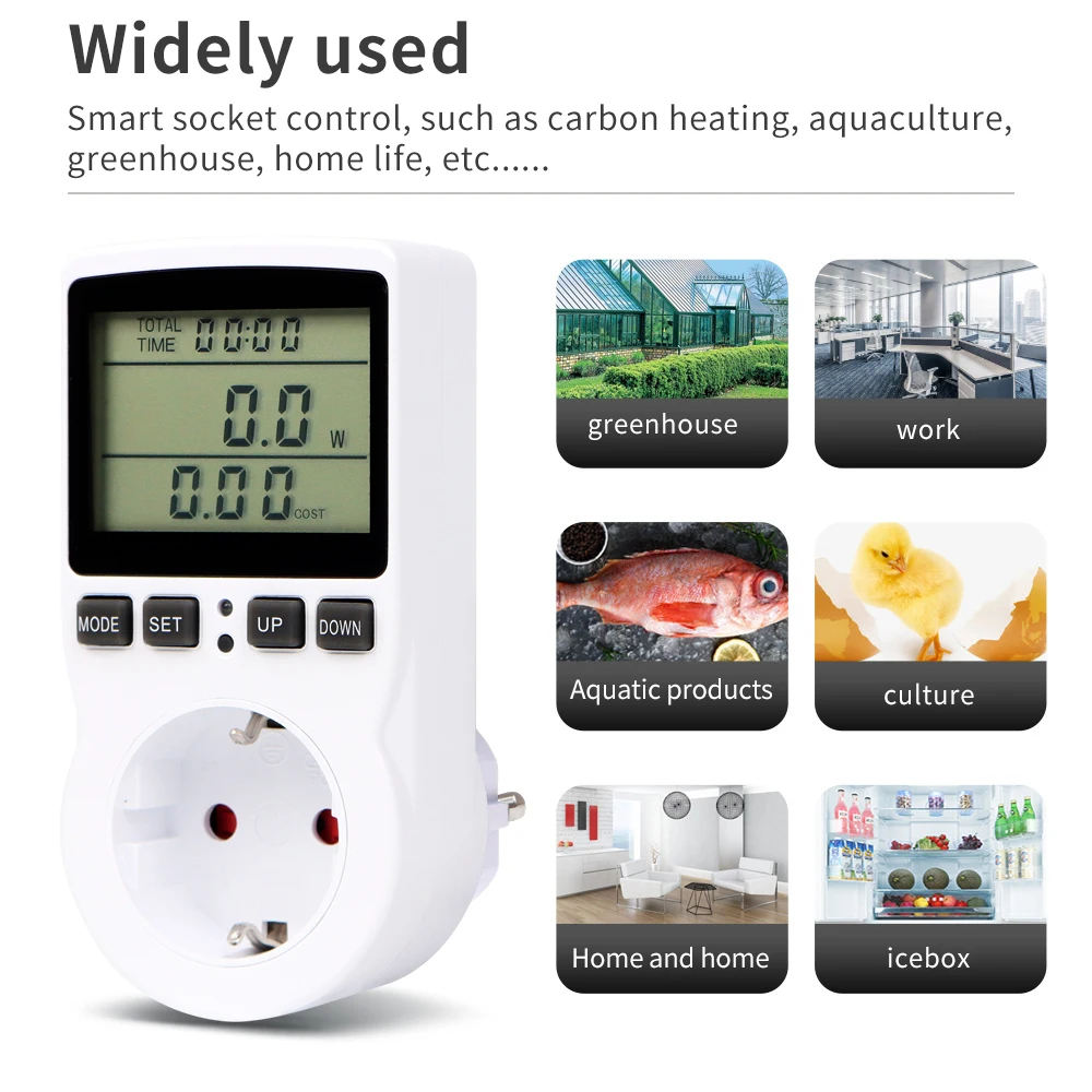 Digital Power Meter Wattmeter Socket for EU/US Plug, Energy Measuring