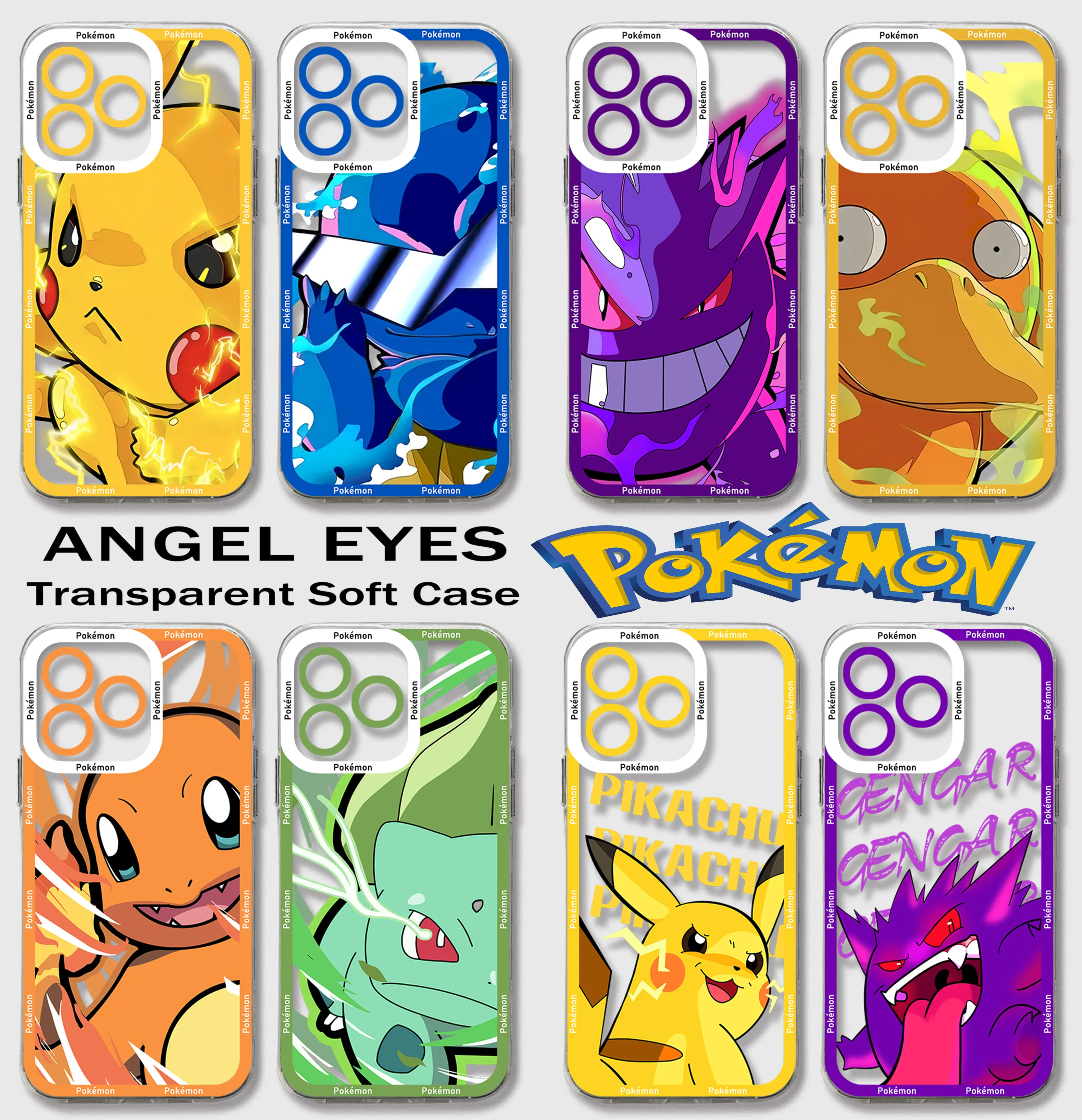 

Pokémon Pikachu Gengar Squirtle Phone Case For Samsung A71 A53 A50 A52 A52S A72 A71 A22 A20S A20 A30 A11 4G 5G Transparent Cover