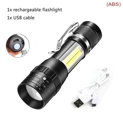 High-Power LED Tactical Flashlight with Telescopic Zoom and USB Rechargeable Battery (Mini Flashlight)