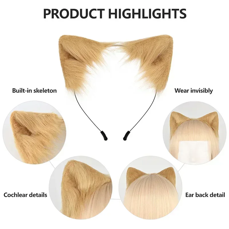 Tail Ear Set Role Playing Animation Exhibition Party Animal Plush Props Creative and Interesting Dress Up To Increase Atmosphere