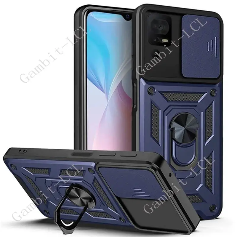 Enhanced Shockproof Metal Phone Case with Push-Window Lens Protection and Back Bracket