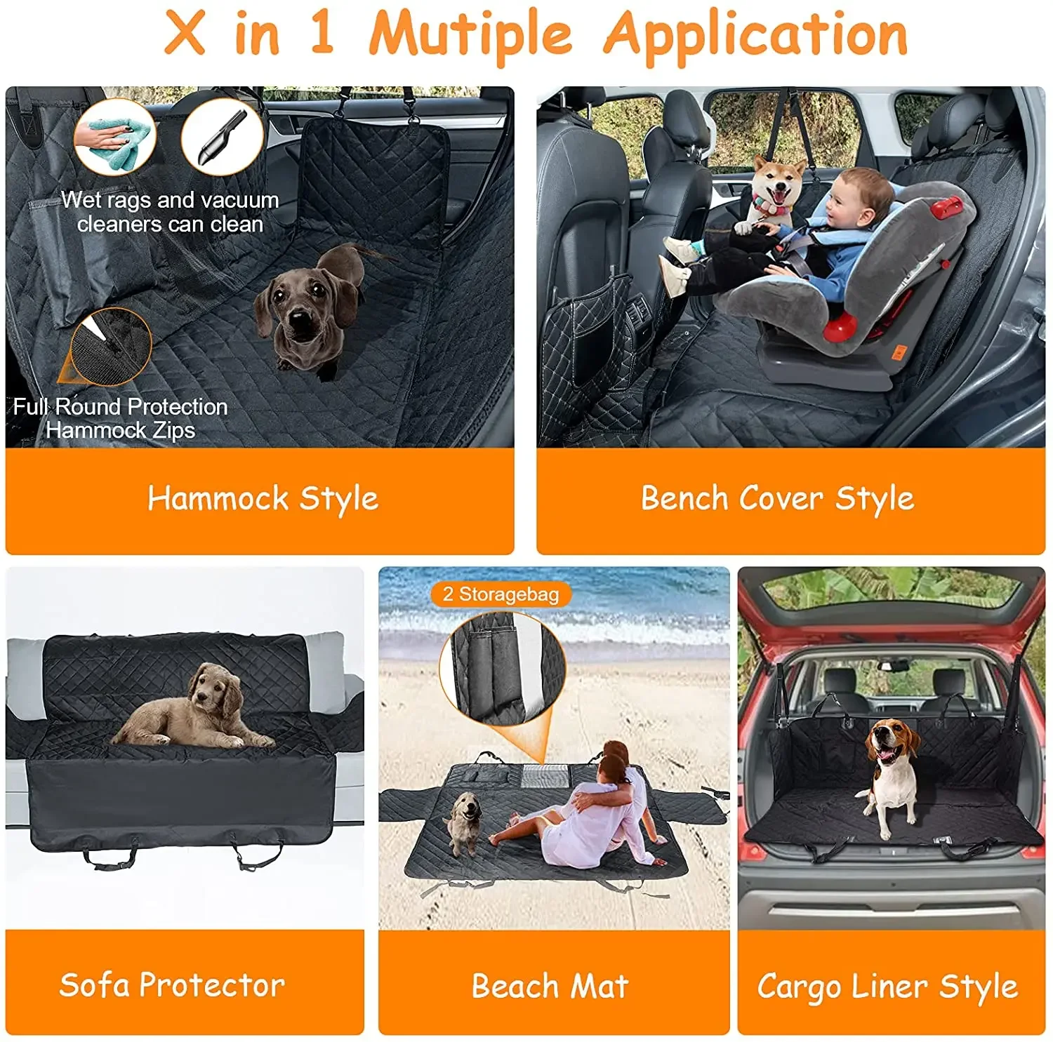 Pet Dog Car Seat Cover Hammock Truck Suv Van Back Rear Protector