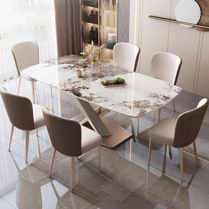 

Centerpiece Unique Dining Table Kitchen Nordic Gold Dining Table Modern Waterproof Luxury Outside Mesa Comedor Household Items