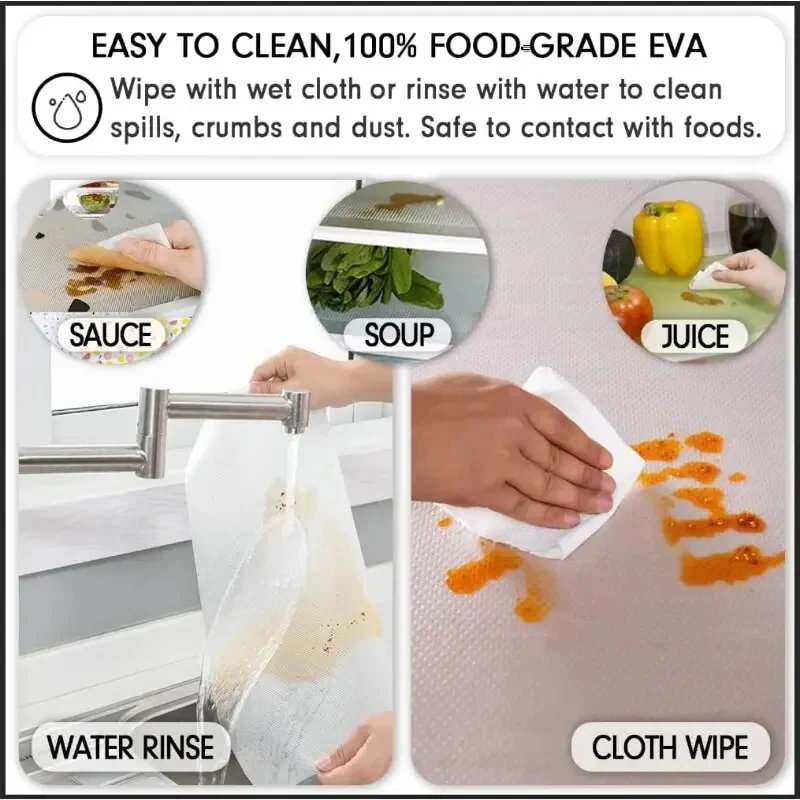 Refrigerator Pad Non-Slip Waterproof Can Be Cut 4pcs Fridge Shelf Liner Mat Kitchen Washable Drawer Cabinet Pads Table Placemats