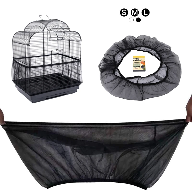Bird Cage Cover Mesh Nylon Receptor Seed Guard Parrot Cover Soft Easy Cleaning Airy Fabric Catcher Supplies