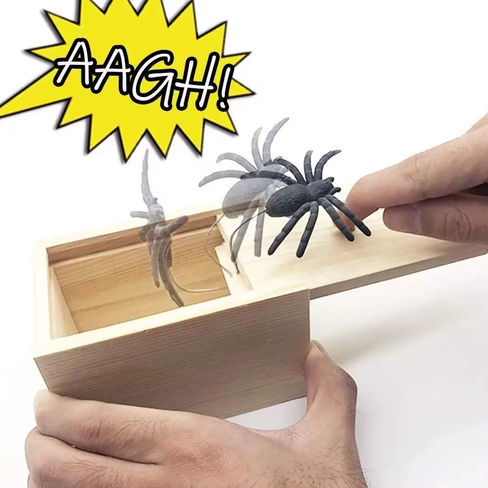 Funny Scare Box Wooden Prank Spider Hidden in Case Great Quality Prank-Wooden Scarebox Interesting Play Trick Joke Toys