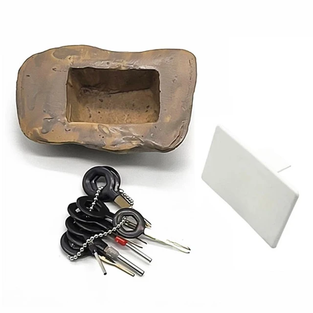 2pcs Outdoor Key Hider Fake Stone Key Saving Box House Spare Key Hider Box  