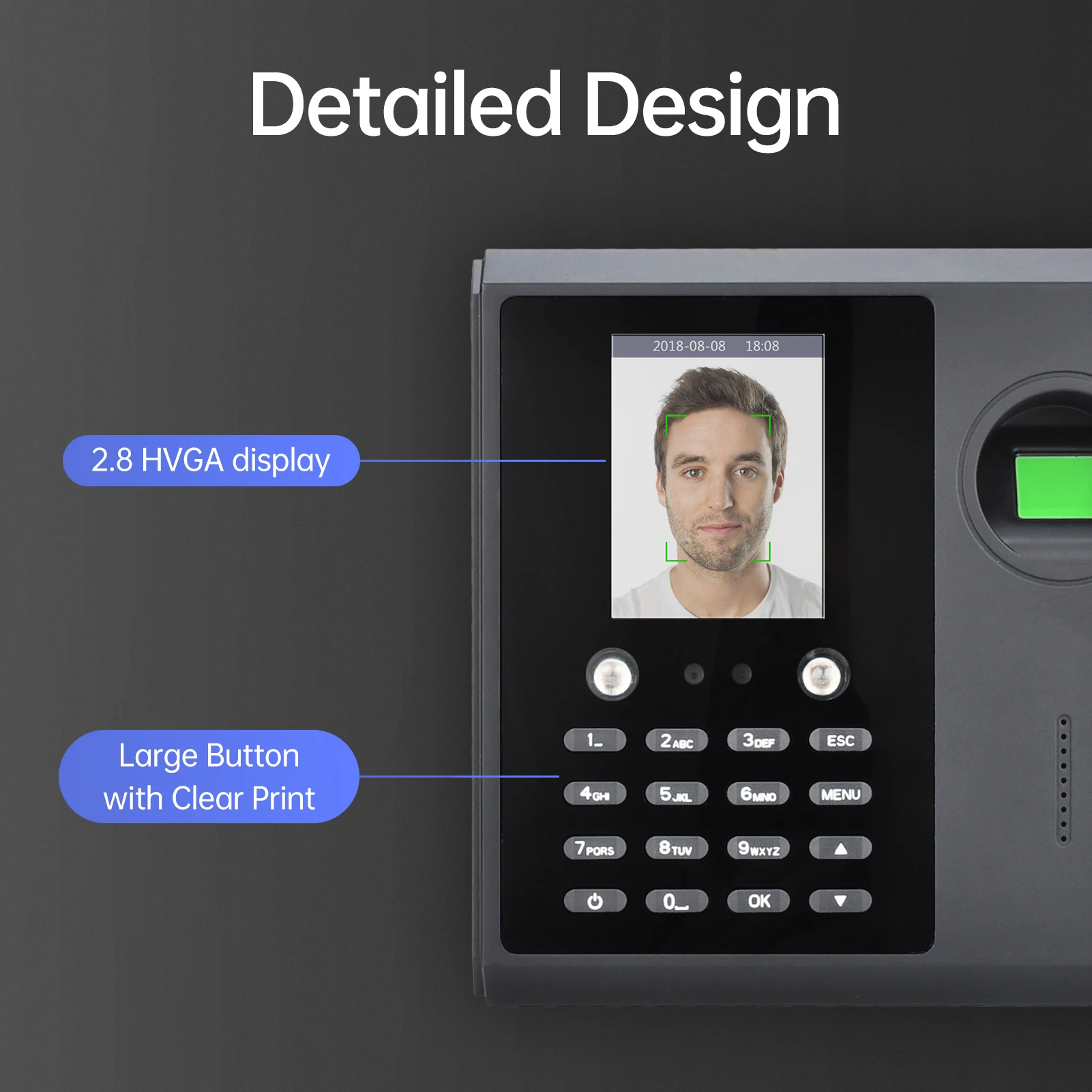 Biometric Time Clock Attendance Machine 5 Languages Support TCP/IP WIFI Network USB Port Data For Office