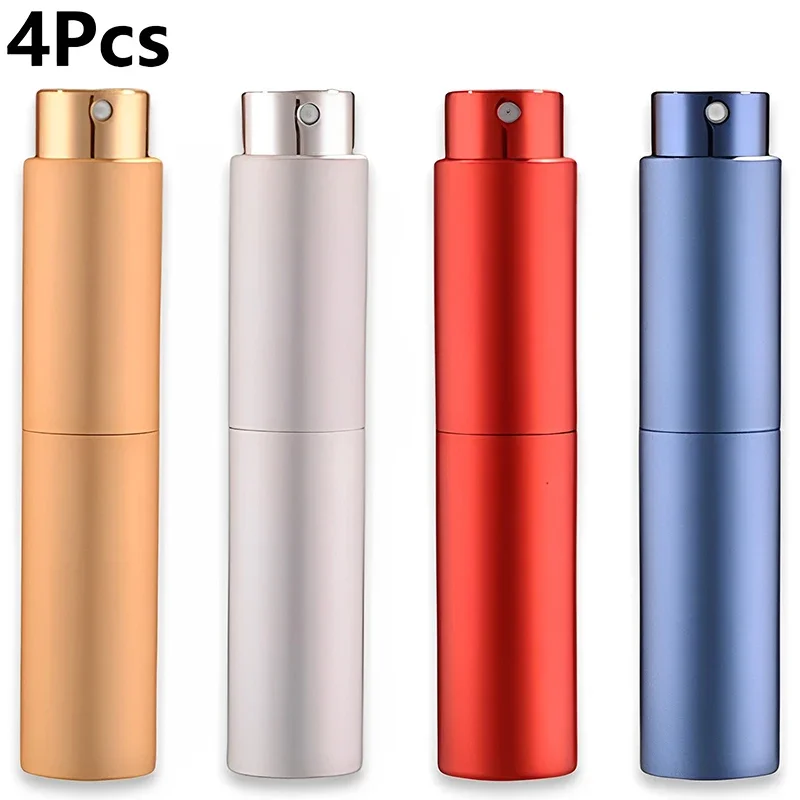 4Pcs 10ml Portable Perfume Atomizer Empty Mini Aluminum Sub-bottling Sprayer Refillable Cosmetic Liquid Containers For Travel